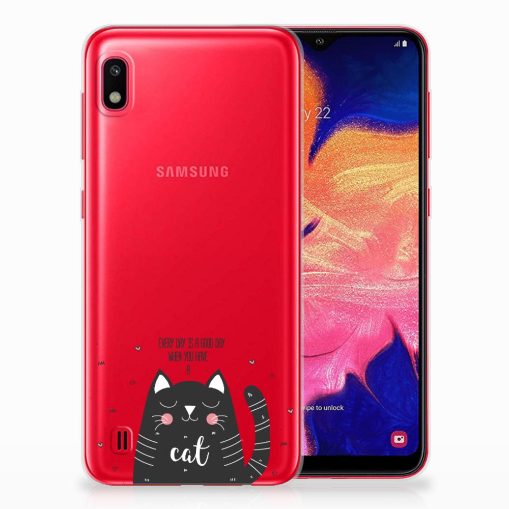 Samsung Galaxy A10 Telefoonhoesje met Naam Cat Good Day