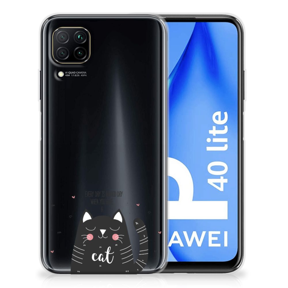 Huawei P40 Lite Telefoonhoesje met Naam Cat Good Day