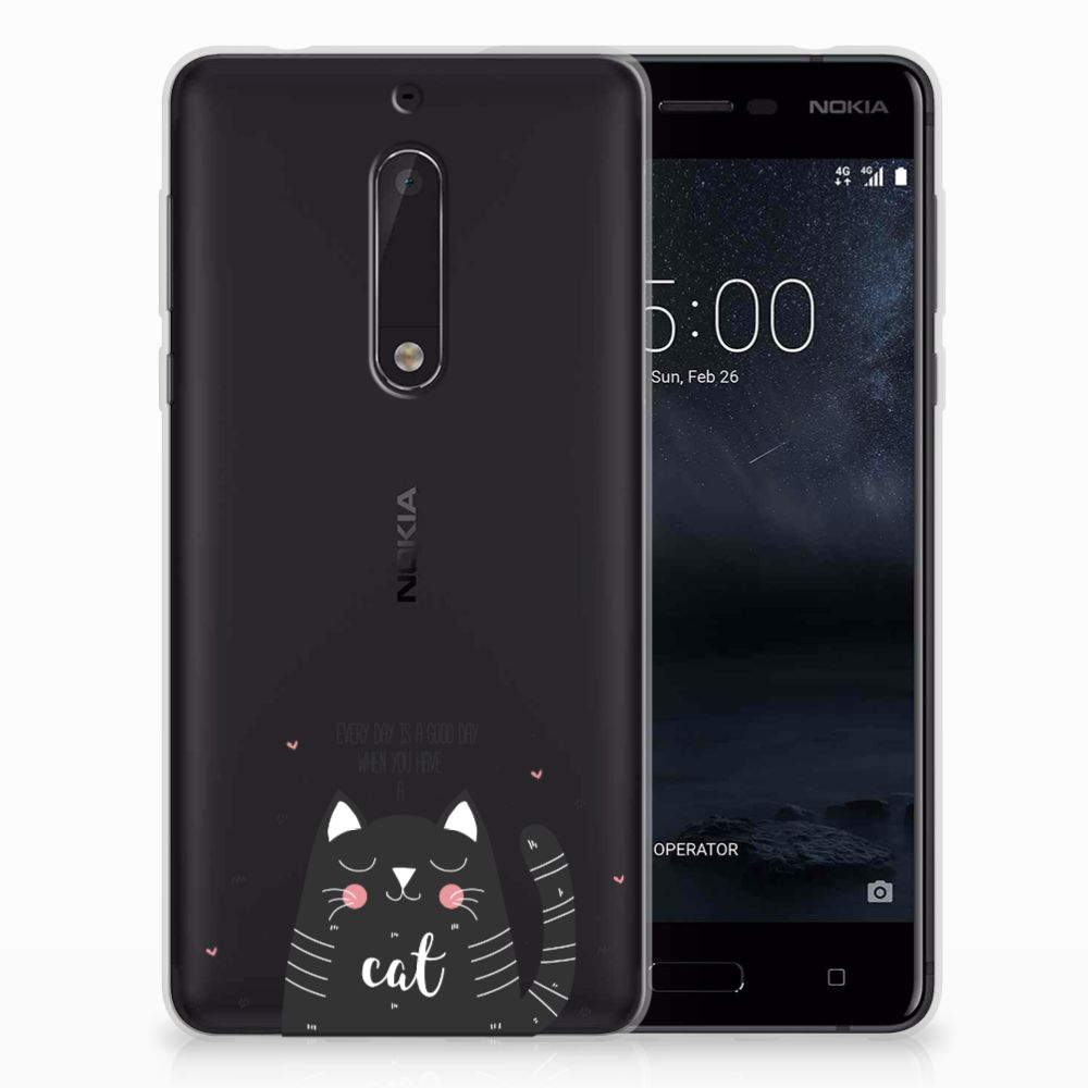 Nokia 5 Telefoonhoesje met Naam Cat Good Day
