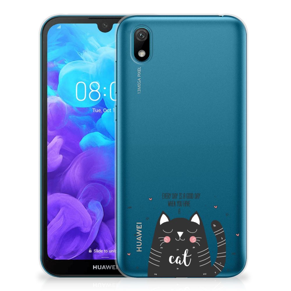 Huawei Y5 (2019) Telefoonhoesje met Naam Cat Good Day