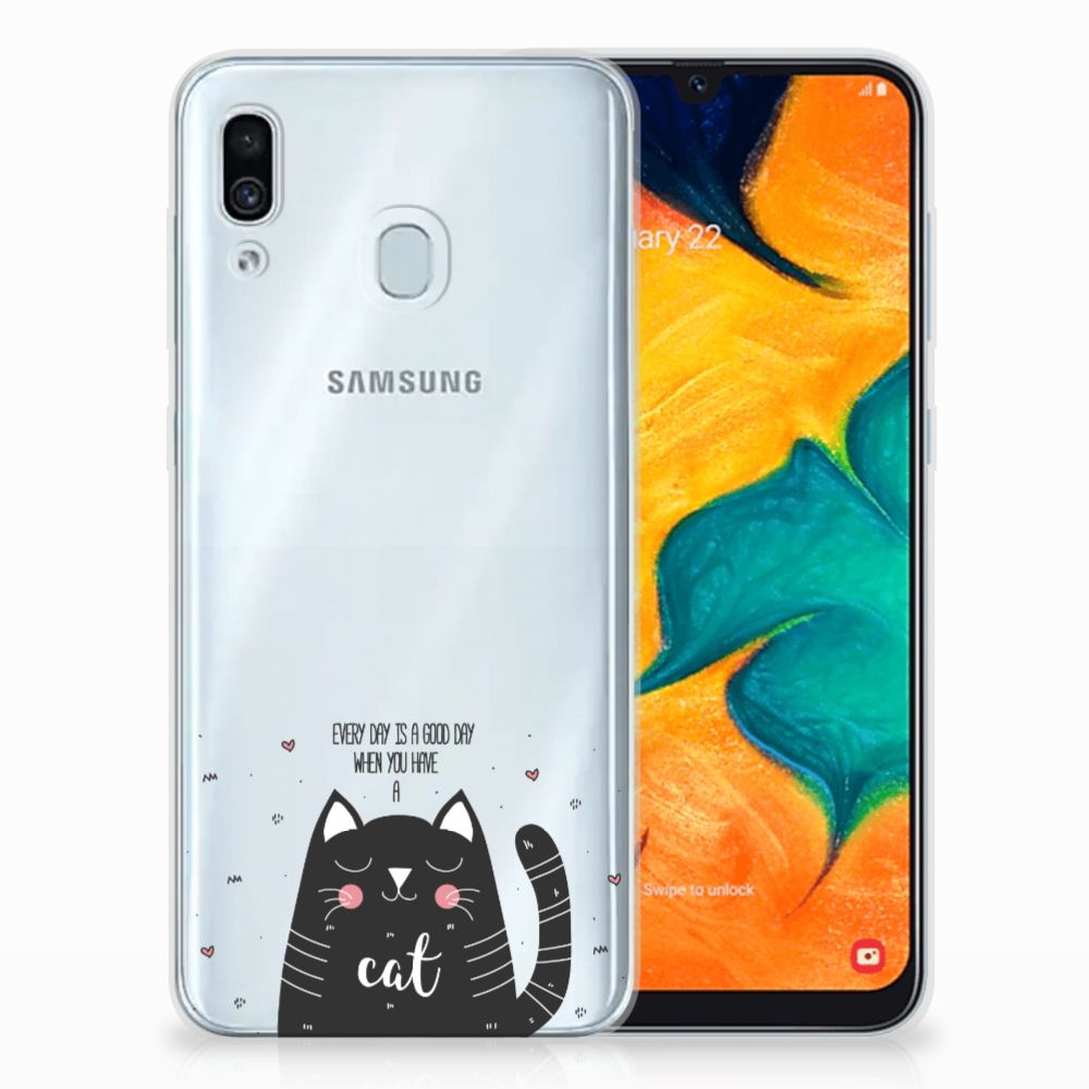 Samsung Galaxy A30 Telefoonhoesje met Naam Cat Good Day