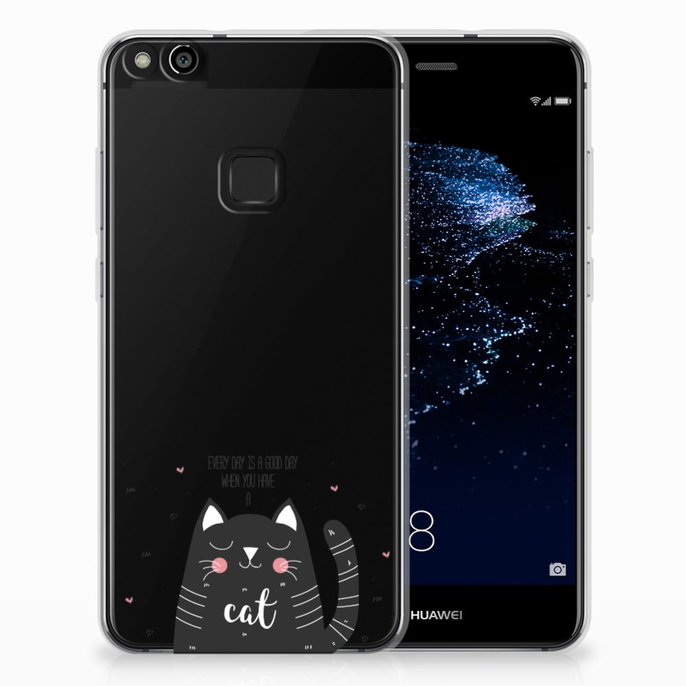 Huawei P10 Lite Telefoonhoesje met Naam Cat Good Day