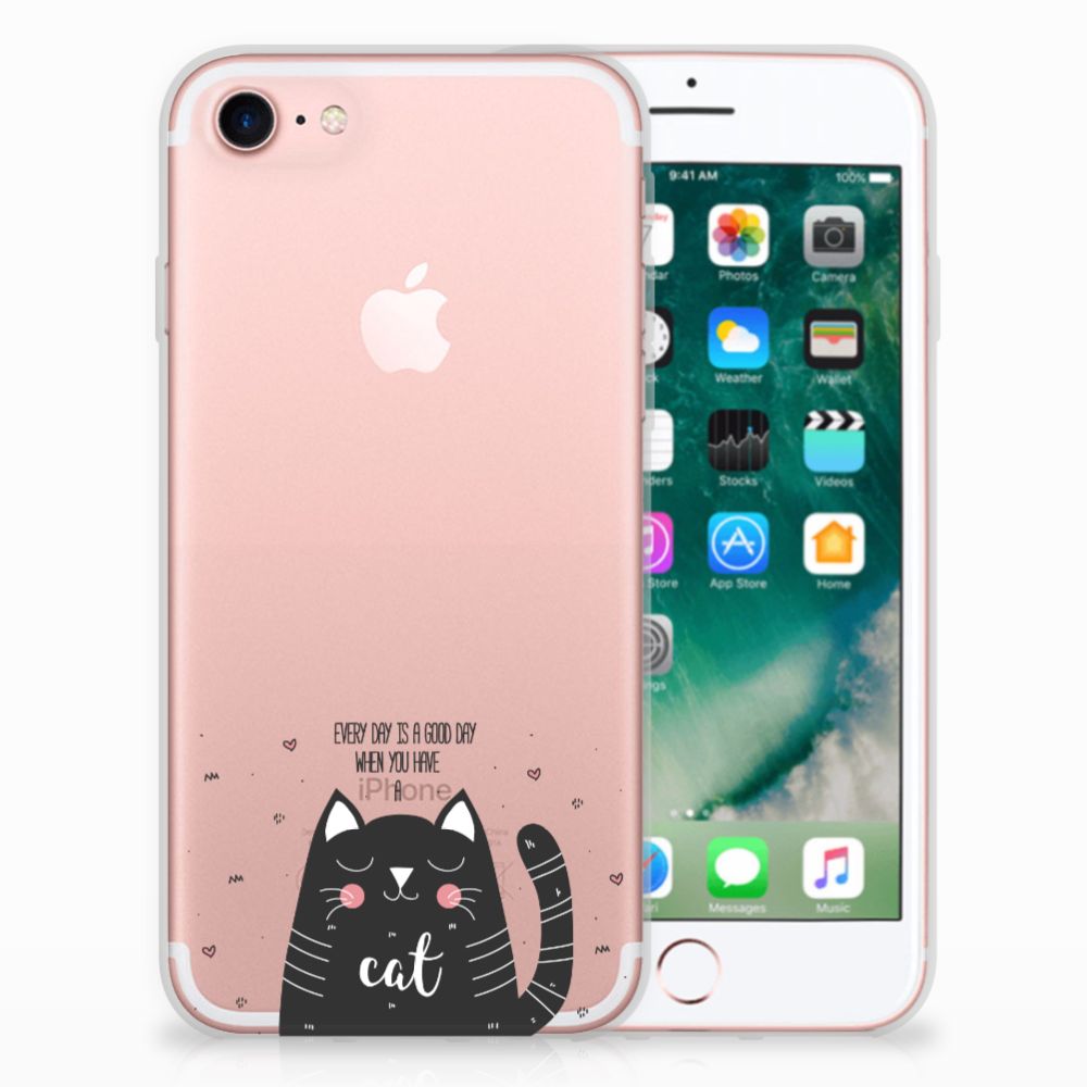 iPhone SE 2022 | SE 2020 | 8 | 7 Telefoonhoesje met Naam Cat Good Day