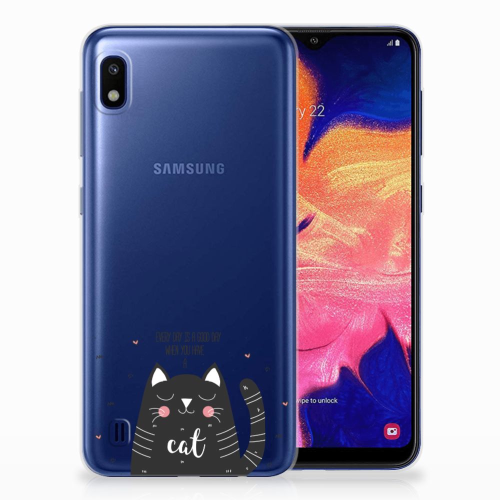 Samsung Galaxy A10 Telefoonhoesje met Naam Cat Good Day