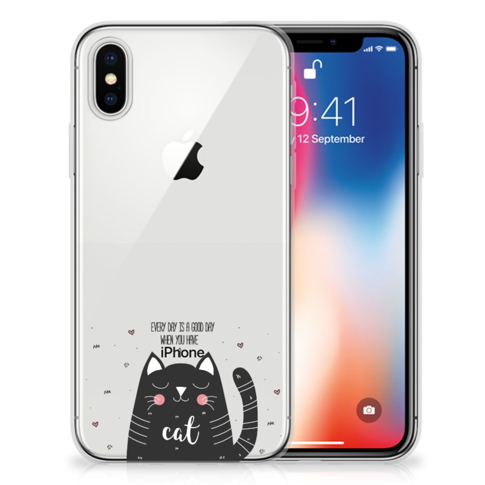 Apple iPhone X | Xs Telefoonhoesje met Naam Cat Good Day