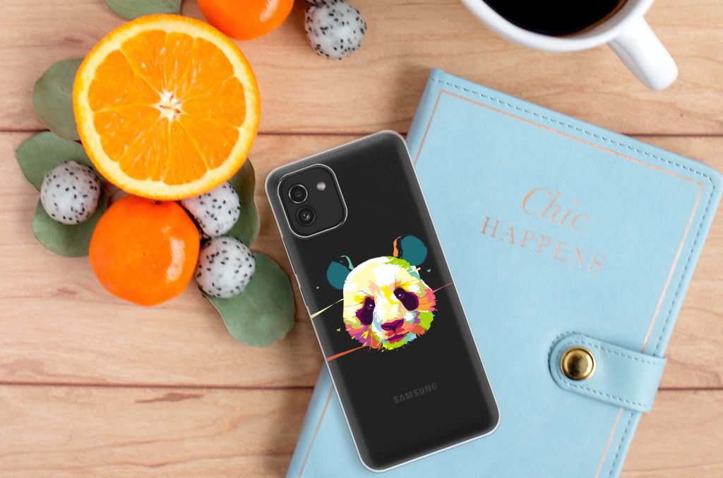 Samsung Galaxy A03 Telefoonhoesje met Naam Panda Color