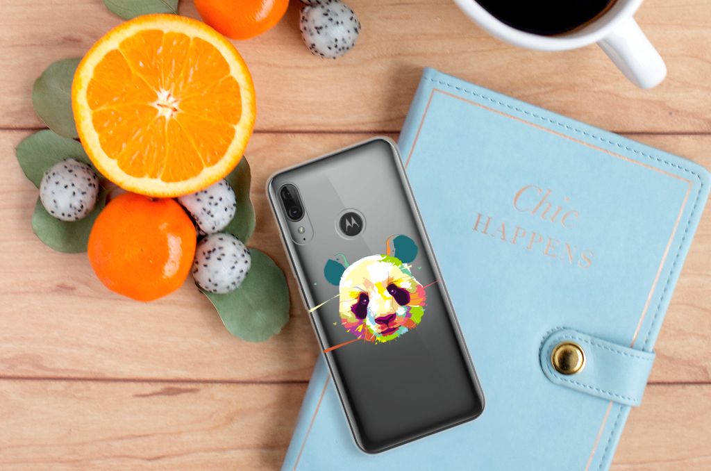 Motorola Moto E6 Plus Telefoonhoesje met Naam Panda Color