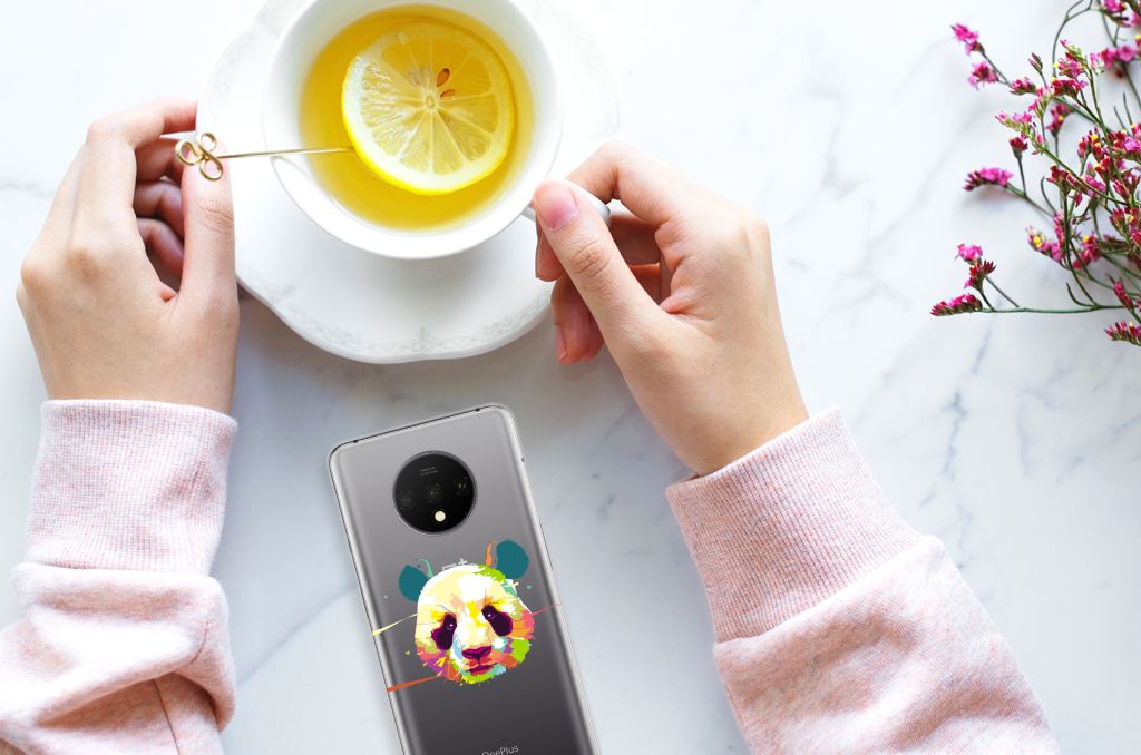 OnePlus 7T Telefoonhoesje met Naam Panda Color