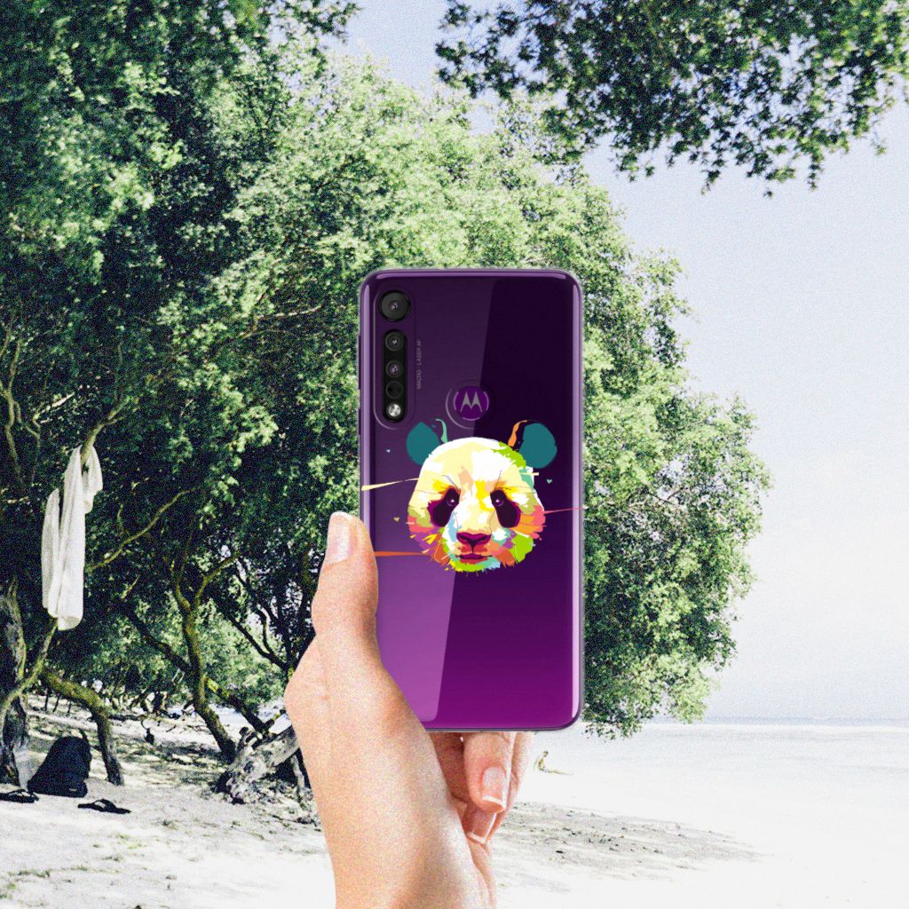 Motorola One Macro Telefoonhoesje met Naam Panda Color