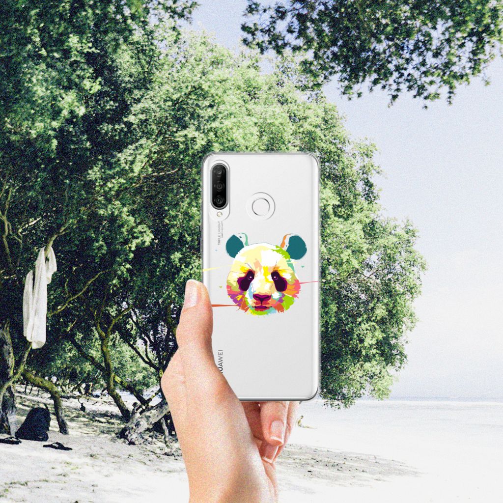 Huawei P30 Lite Telefoonhoesje met Naam Panda Color