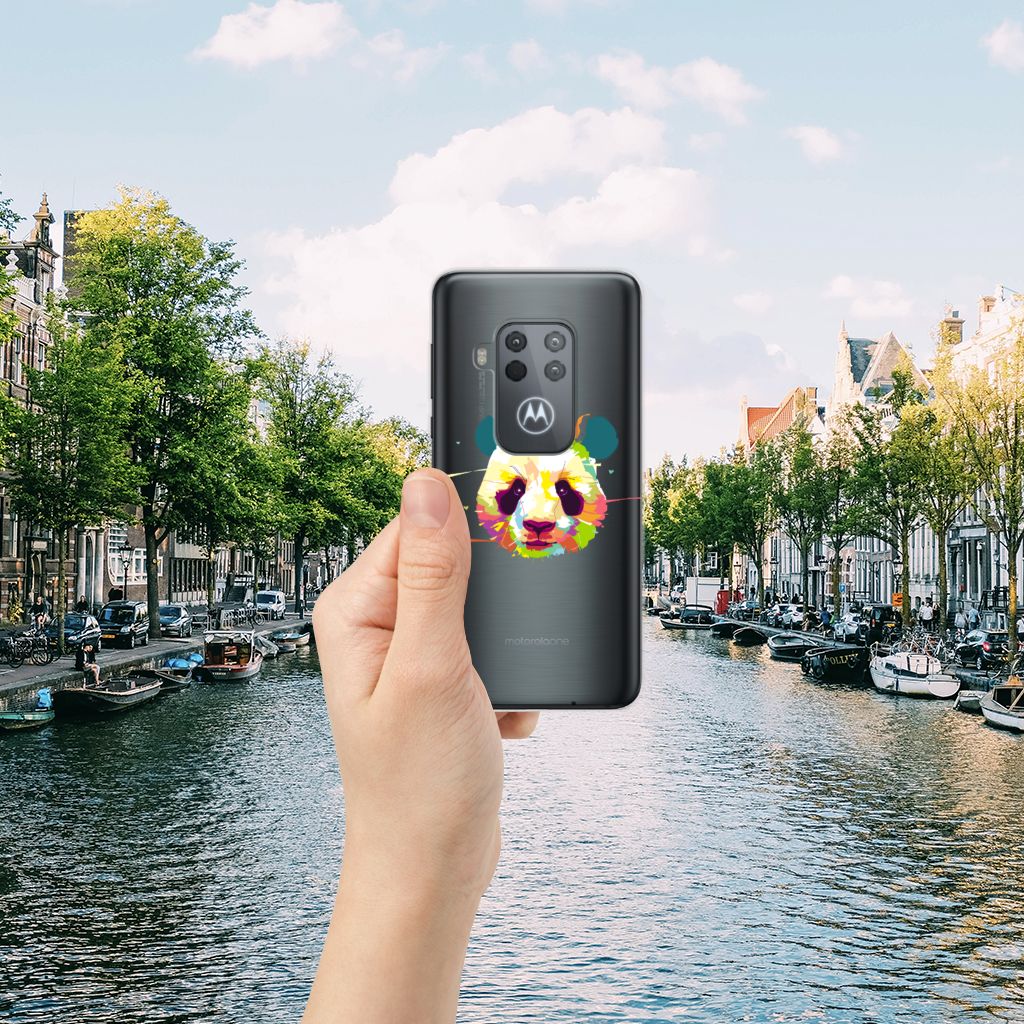 Motorola One Zoom Telefoonhoesje met Naam Panda Color