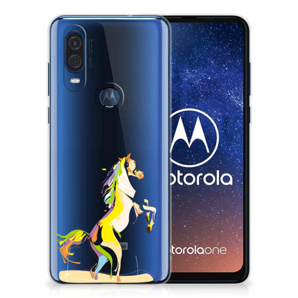 Motorola One Vision Telefoonhoesje met Naam Horse Color