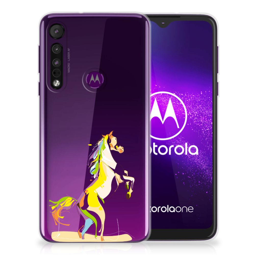 Motorola One Macro Telefoonhoesje met Naam Horse Color