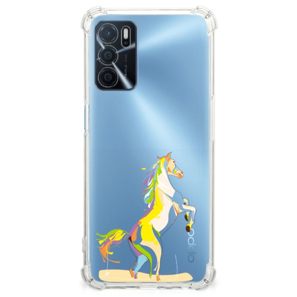 OPPO A16 | A16s | A54s Stevig Bumper Hoesje Horse Color