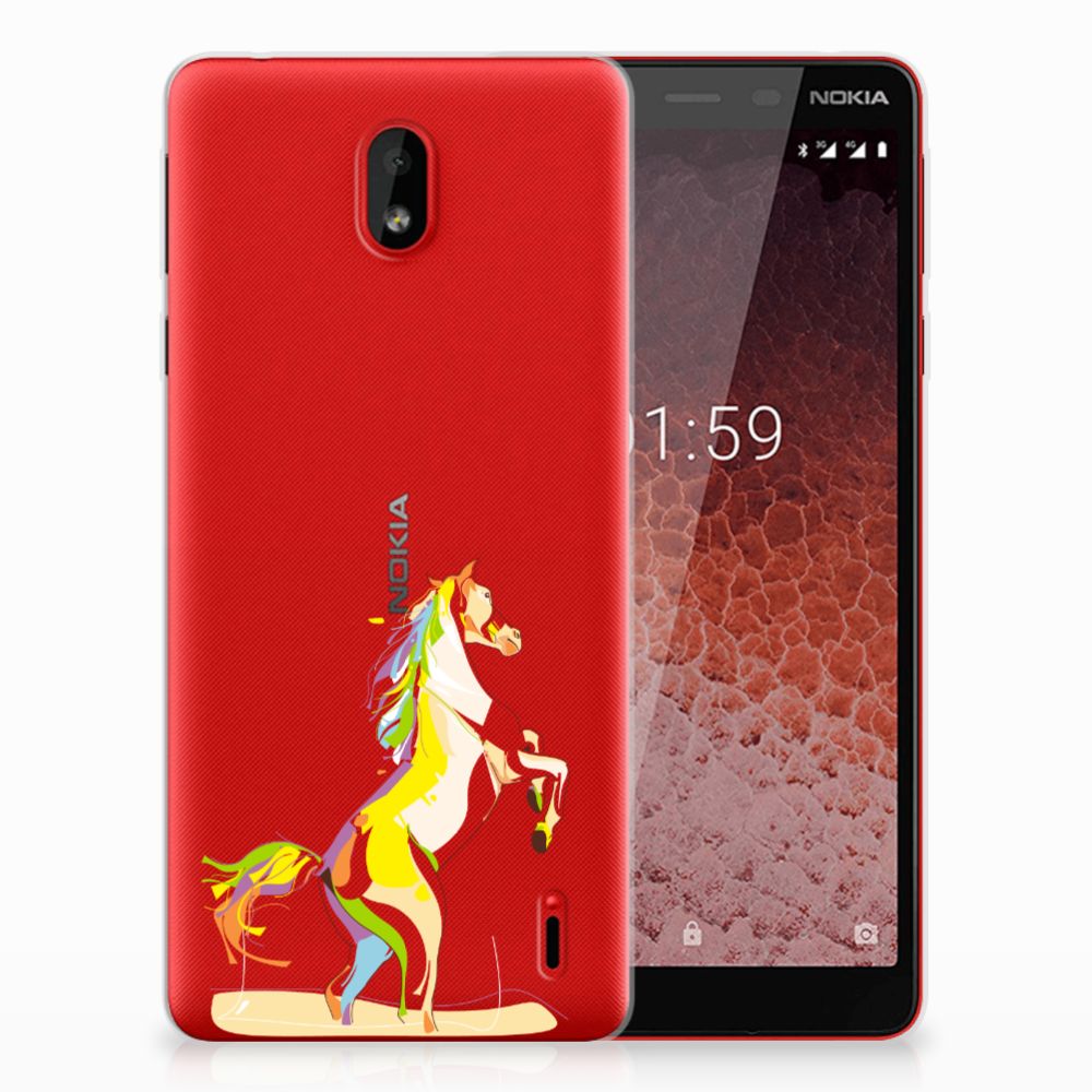 Nokia 1 Plus Telefoonhoesje met Naam Horse Color