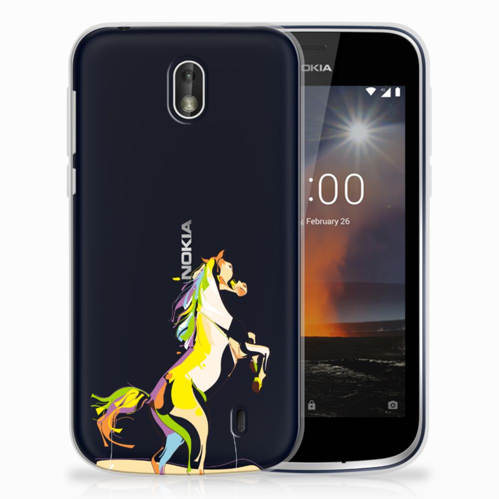 Nokia 1 Telefoonhoesje met Naam Horse Color