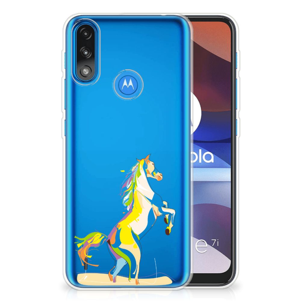 Motorola Moto E7/E7i Power Telefoonhoesje met Naam Horse Color