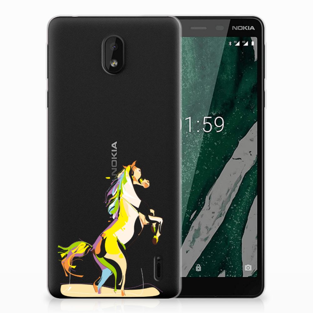 Nokia 1 Plus Telefoonhoesje met Naam Horse Color