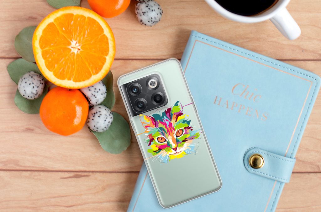 OnePlus 10T Telefoonhoesje met Naam Cat Color