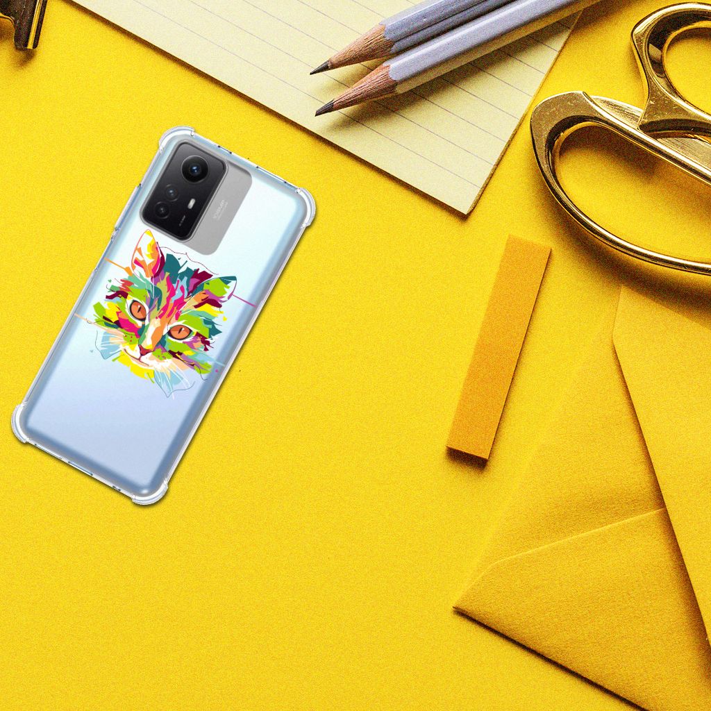 Xiaomi Redmi Note 12s Stevig Bumper Hoesje Cat Color