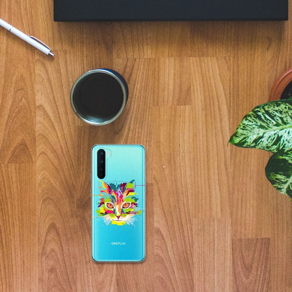 OnePlus Nord Telefoonhoesje met Naam Cat Color