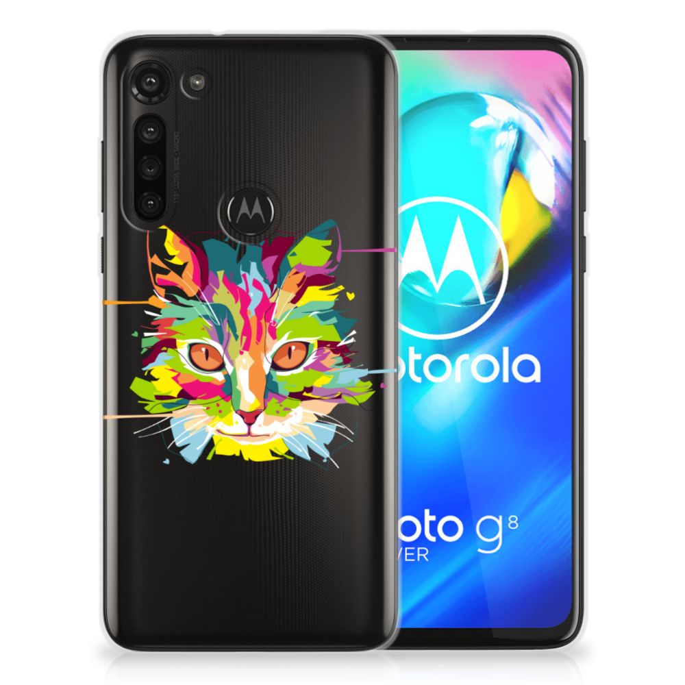 Motorola Moto G8 Power Telefoonhoesje met Naam Cat Color