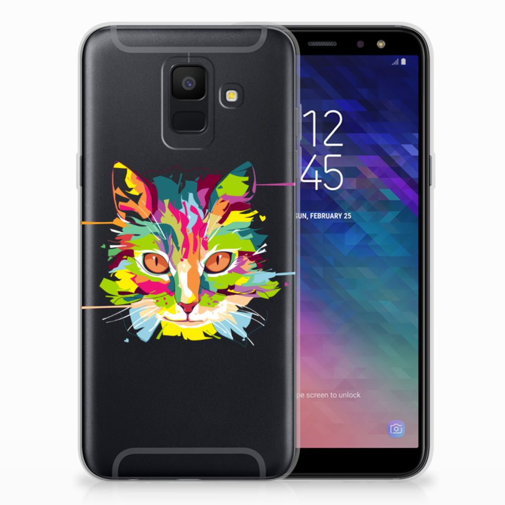 Samsung Galaxy A6 (2018) Telefoonhoesje met Naam Cat Color