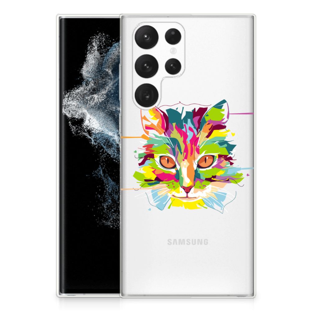 Samsung Galaxy S22 Ultra Telefoonhoesje met Naam Cat Color