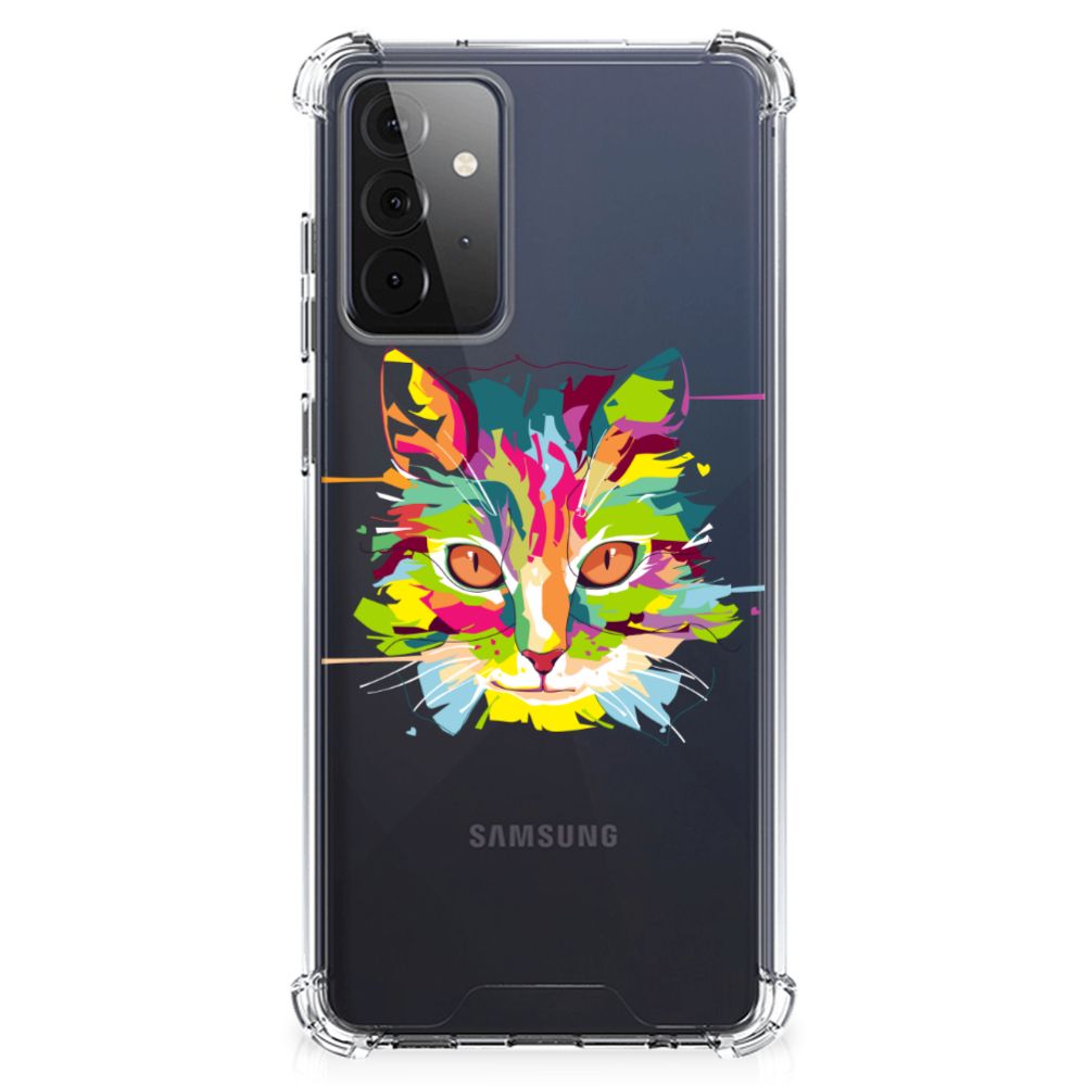 Samsung Galaxy A72 4G/5G Stevig Bumper Hoesje Cat Color