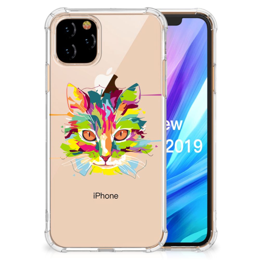 Apple iPhone 11 Pro Stevig Bumper Hoesje Cat Color