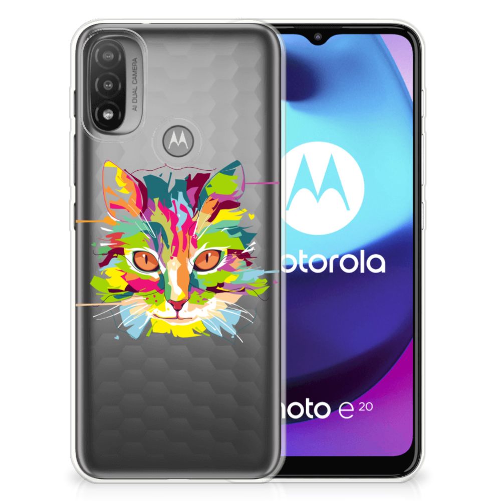 Motorola Moto E20 | E40 Telefoonhoesje met Naam Cat Color