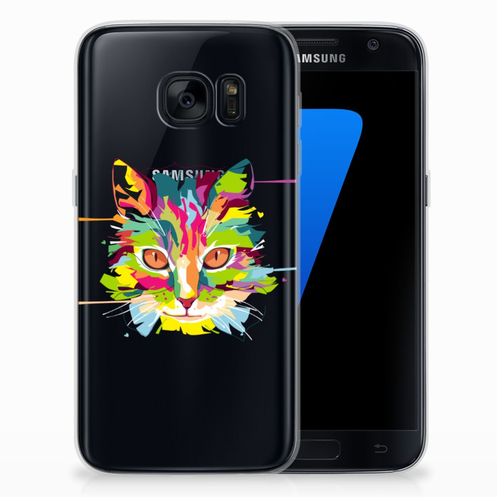 Samsung Galaxy S7 Telefoonhoesje met Naam Cat Color