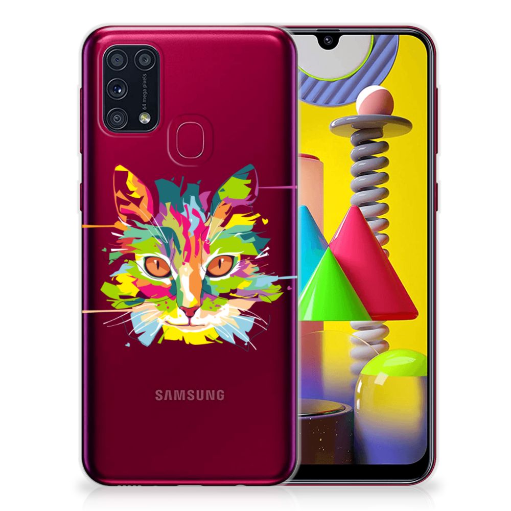 Samsung Galaxy M31 Telefoonhoesje met Naam Cat Color