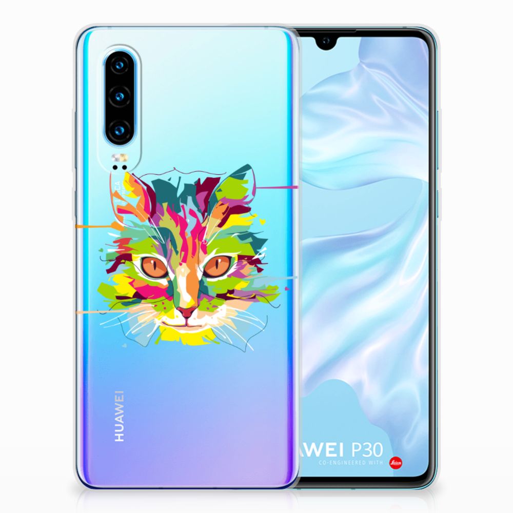 Huawei P30 Telefoonhoesje met Naam Cat Color