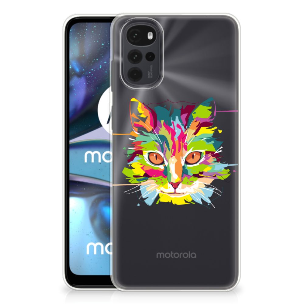 Motorola Moto G22 Telefoonhoesje met Naam Cat Color