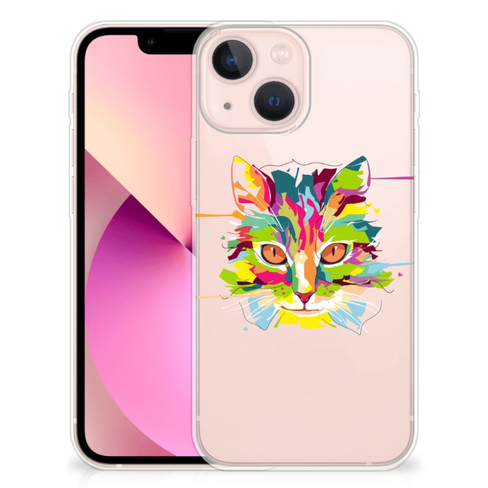 iPhone 13 mini Telefoonhoesje met Naam Cat Color