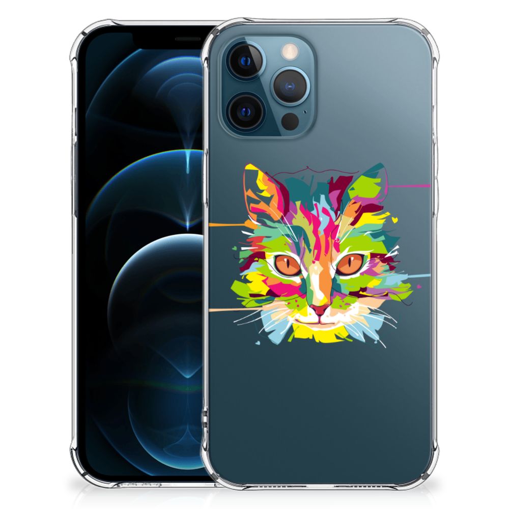 iPhone 12 | 12 Pro Stevig Bumper Hoesje Cat Color