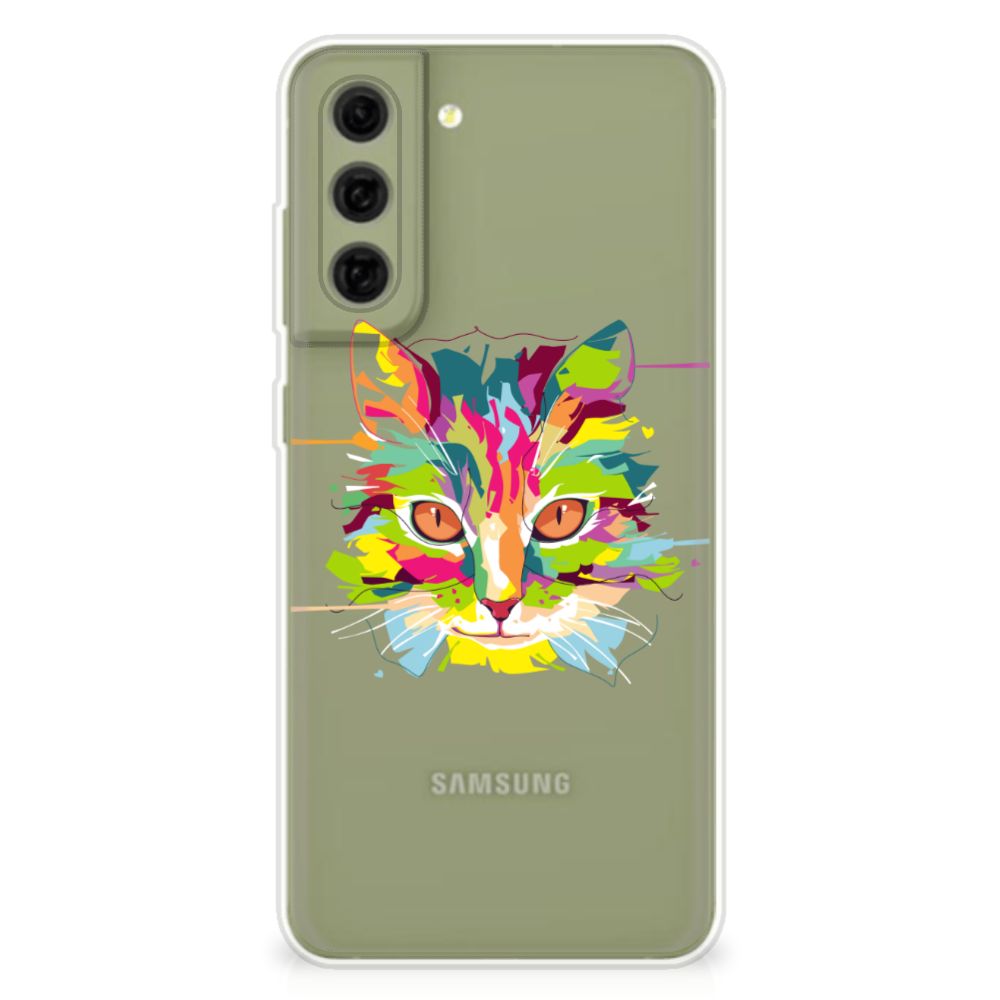 Samsung Galaxy S21FE Telefoonhoesje met Naam Cat Color