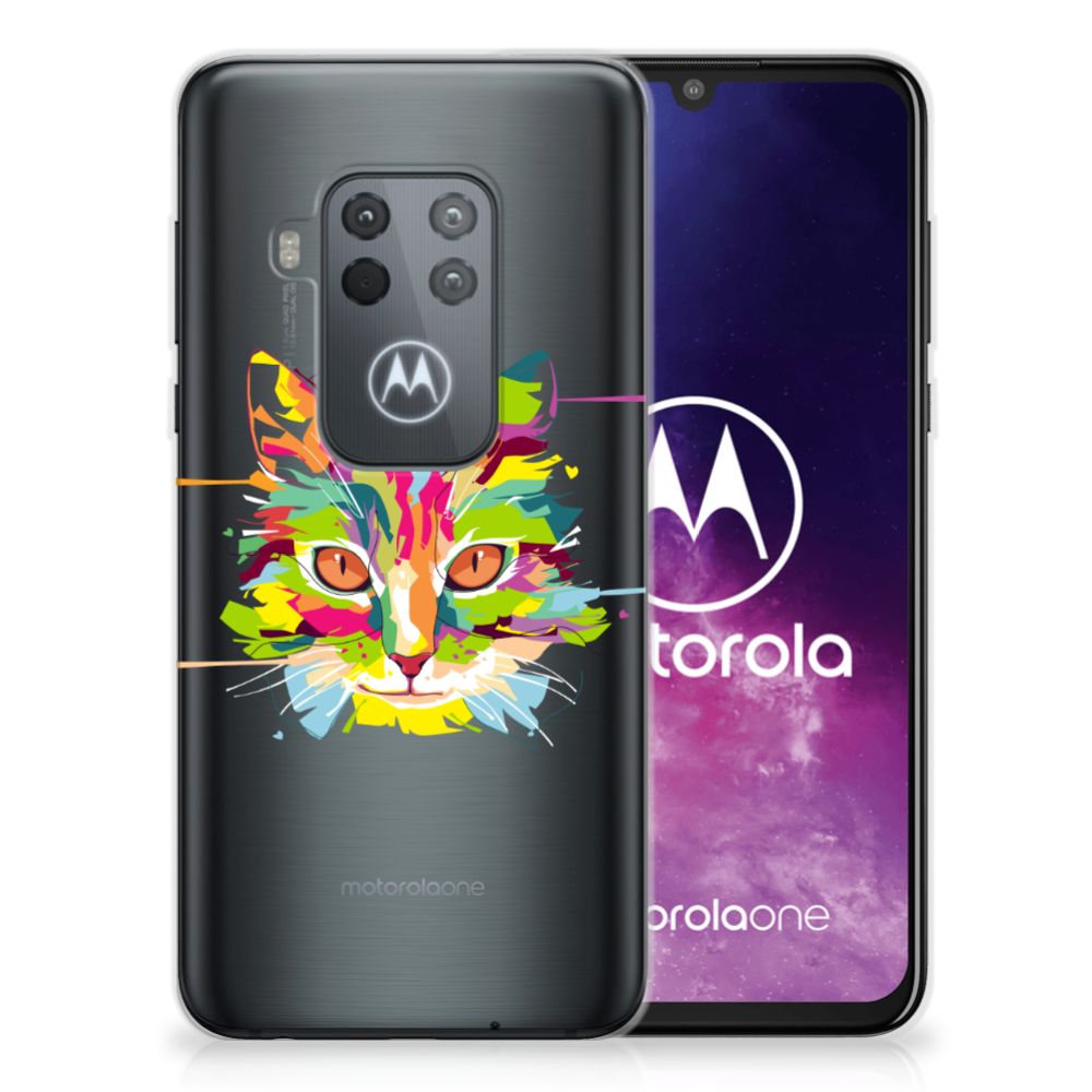 Motorola One Zoom Telefoonhoesje met Naam Cat Color