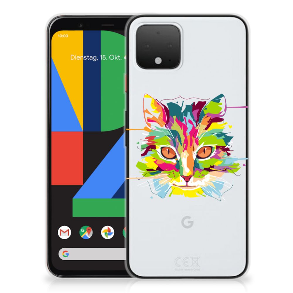 Google Pixel 4 Telefoonhoesje met Naam Cat Color