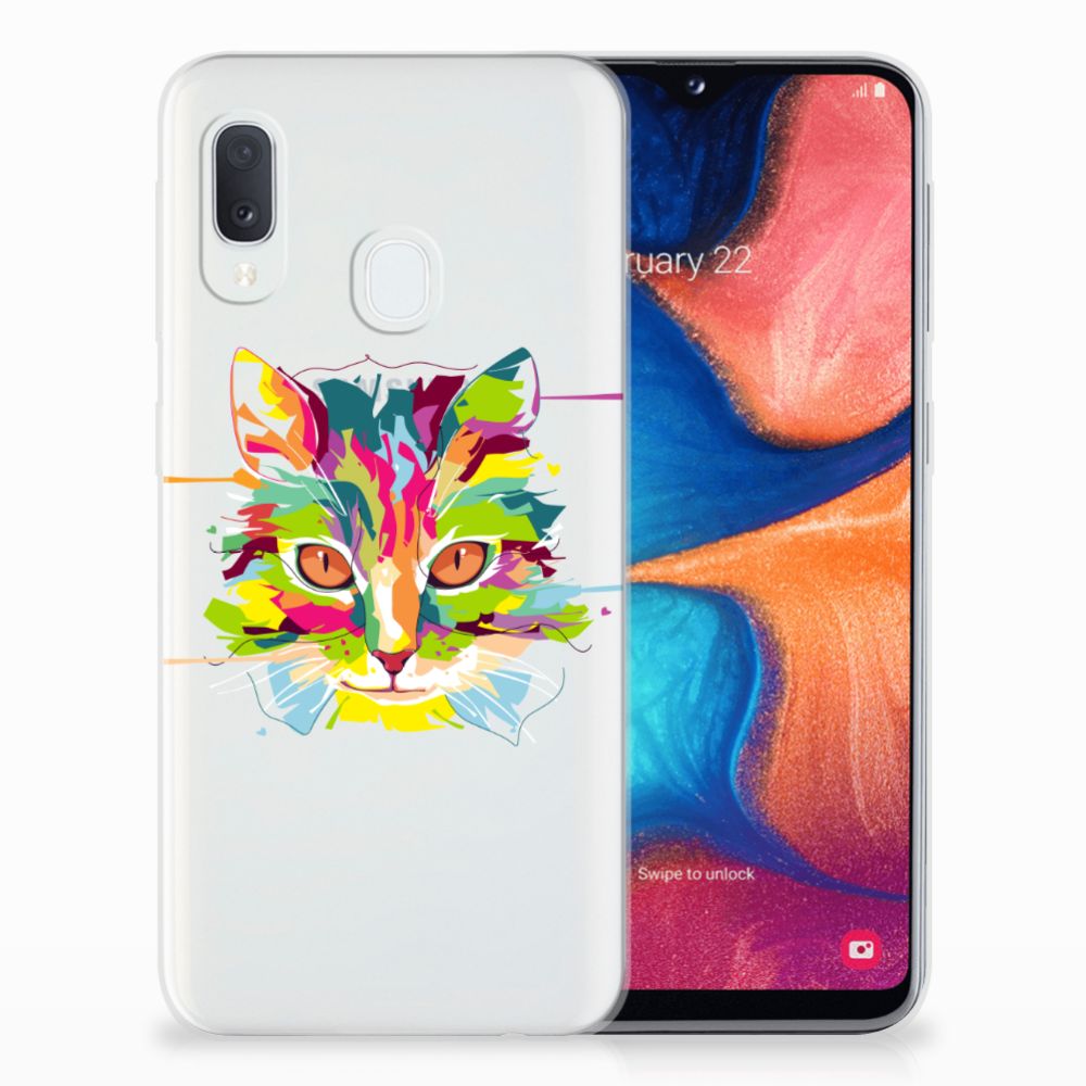 Samsung Galaxy A20e Telefoonhoesje met Naam Cat Color
