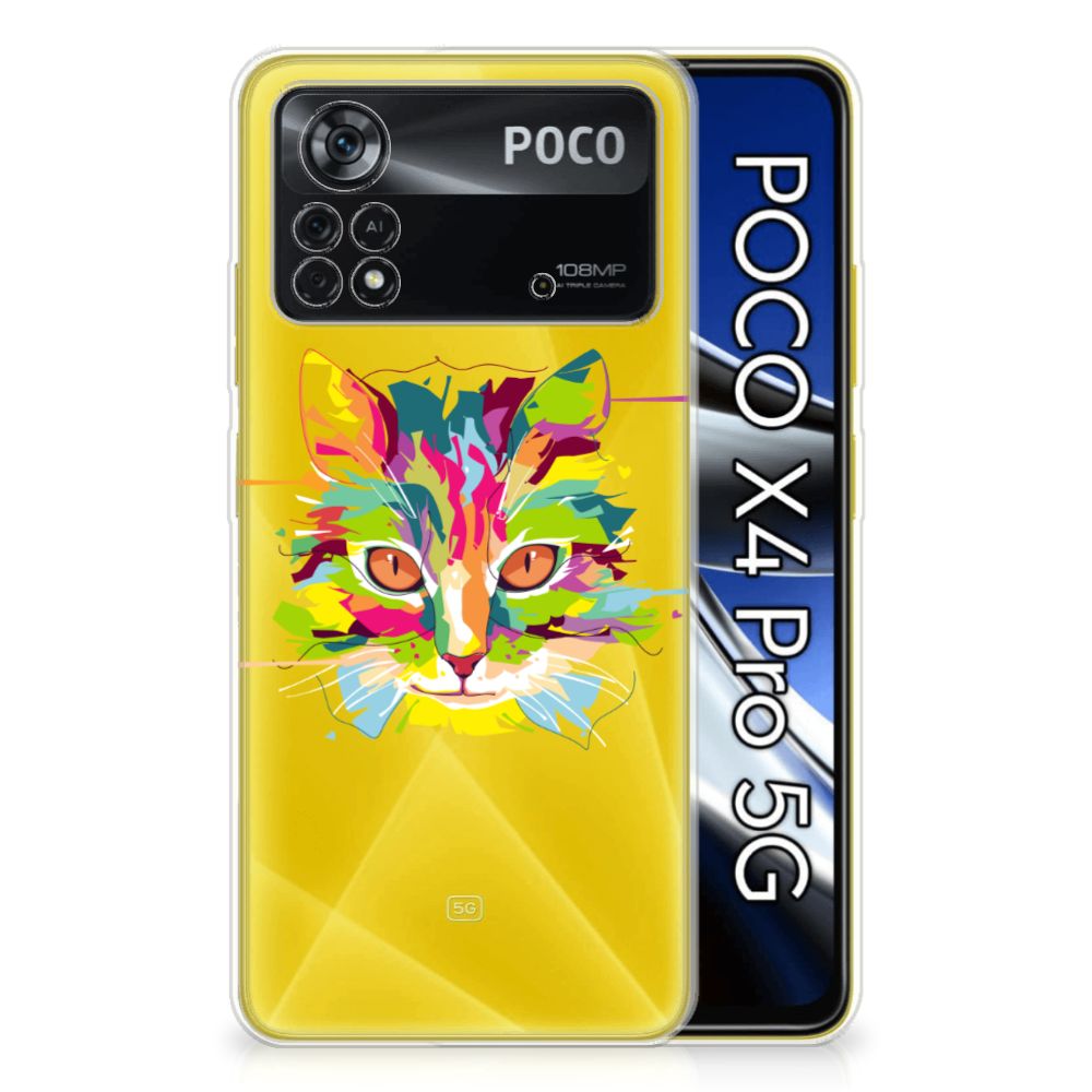 Xiaomi Poco X4 Pro 5G Telefoonhoesje met Naam Cat Color