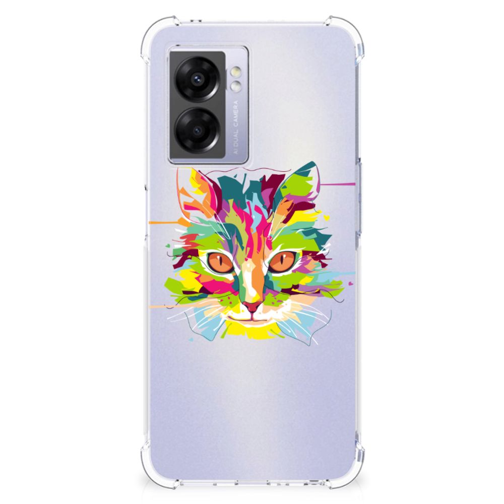 OPPO A77 5G | A57 5G Stevig Bumper Hoesje Cat Color