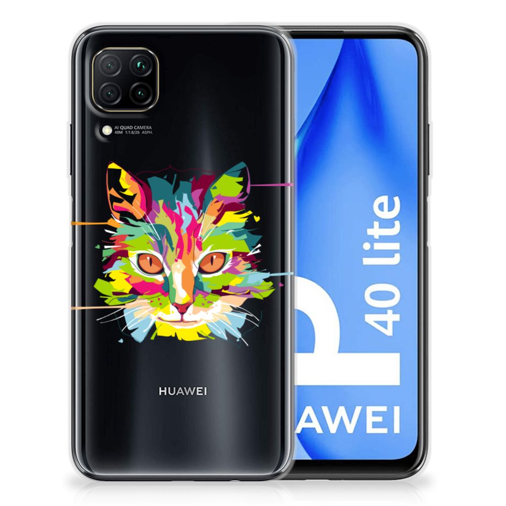 Huawei P40 Lite Telefoonhoesje met Naam Cat Color