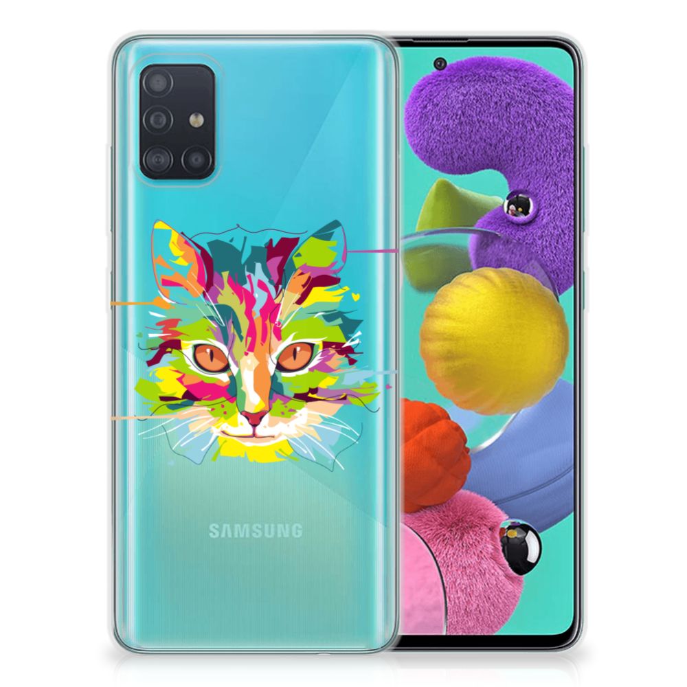 Samsung Galaxy A51 Telefoonhoesje met Naam Cat Color