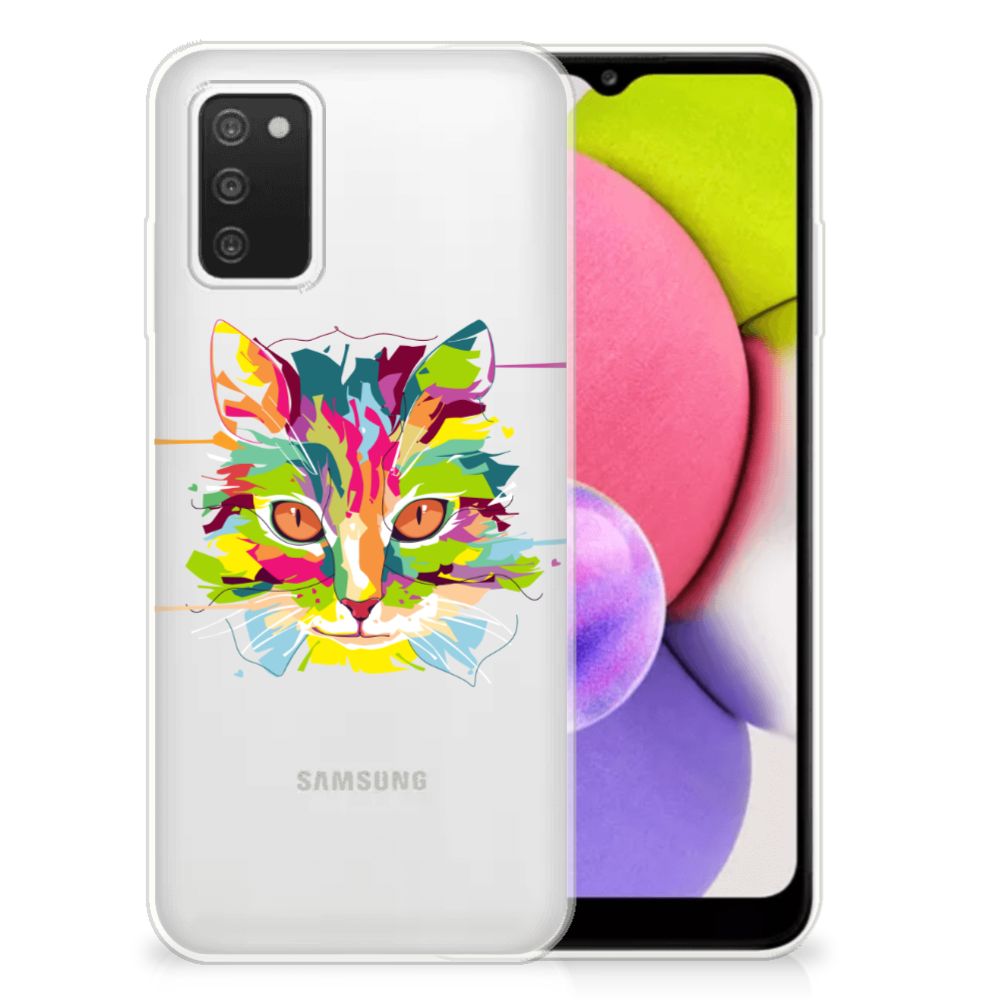 Samsung Galaxy A03S Telefoonhoesje met Naam Cat Color