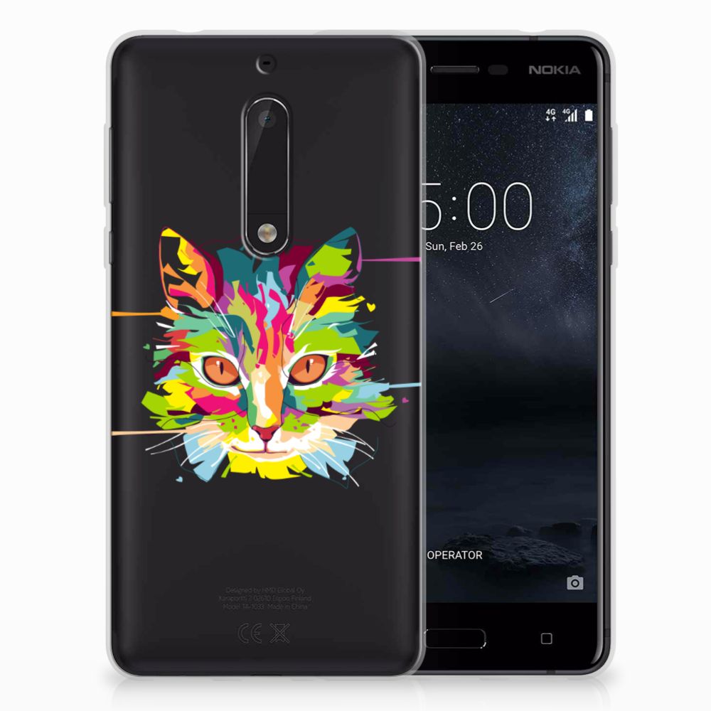 Nokia 5 Telefoonhoesje met Naam Cat Color
