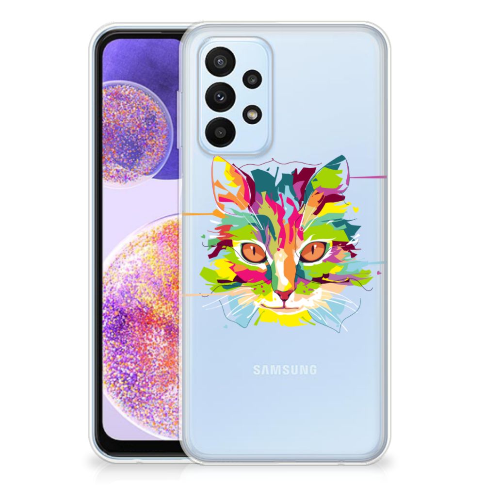 Samsung Galaxy A23 Telefoonhoesje met Naam Cat Color