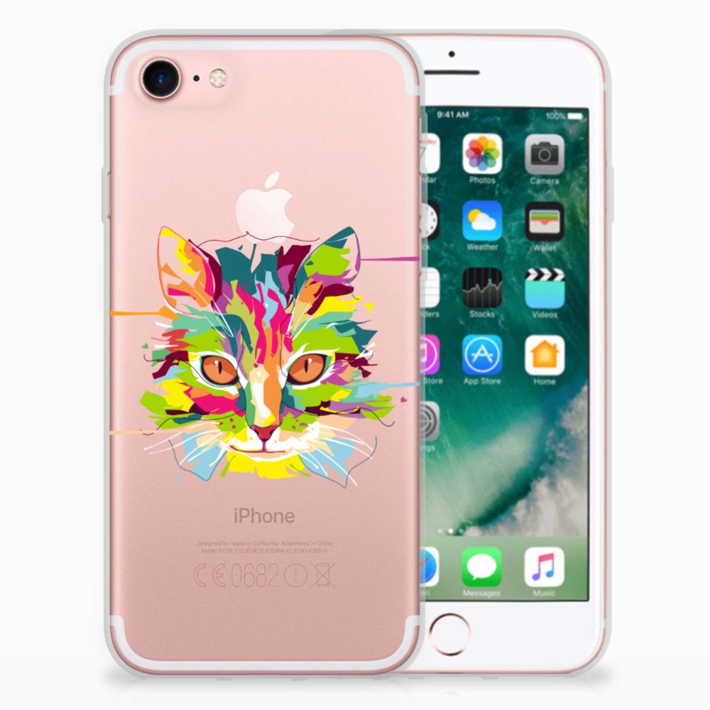 iPhone SE 2022 | SE 2020 | 8 | 7 Telefoonhoesje met Naam Cat Color
