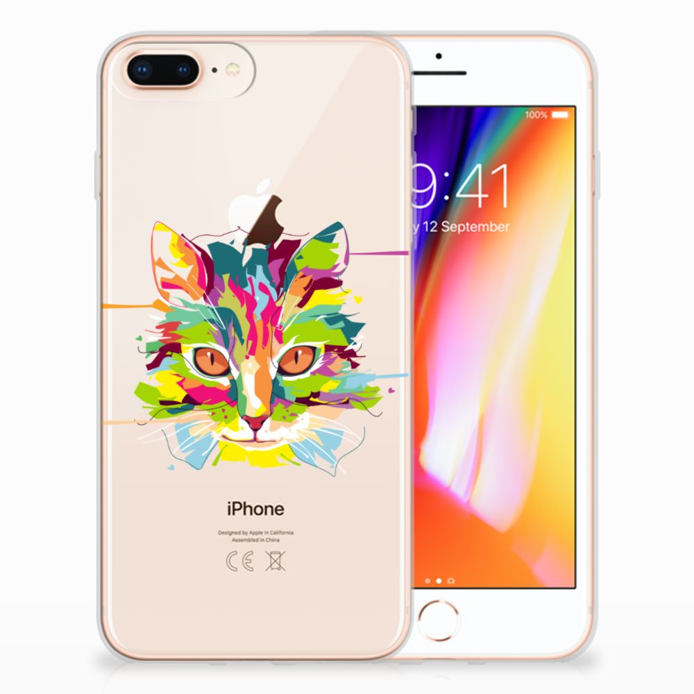 Apple iPhone 7 Plus | 8 Plus Telefoonhoesje met Naam Cat Color